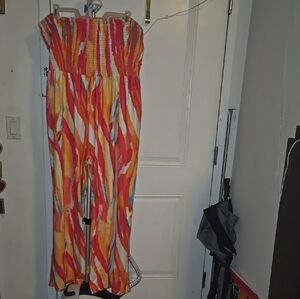 Fiery Red and Orange Abstract Jumpsuit